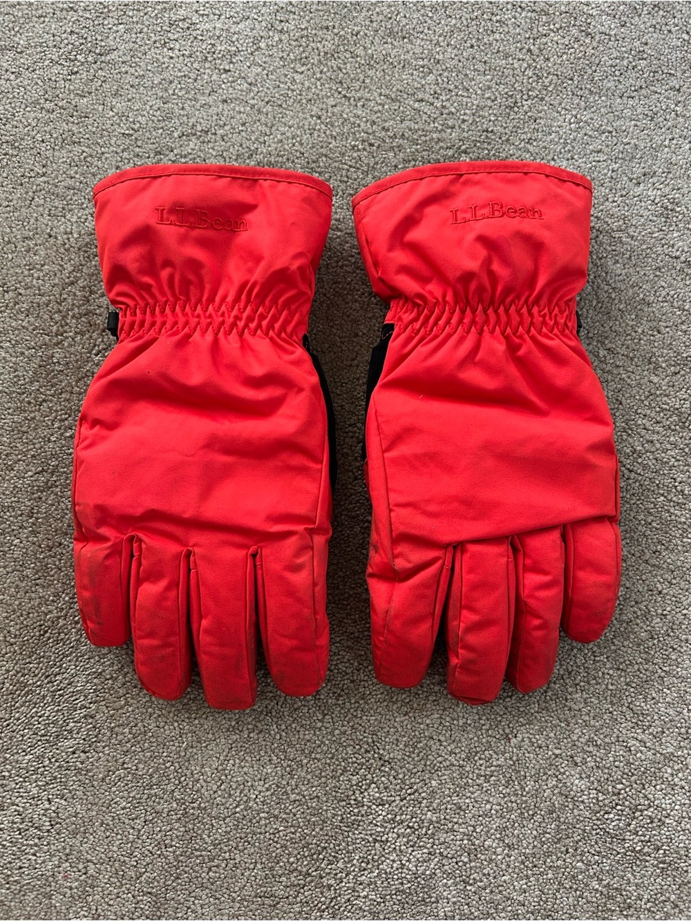 L.L.Bean Red Padded Winter Ski Gloves vintage